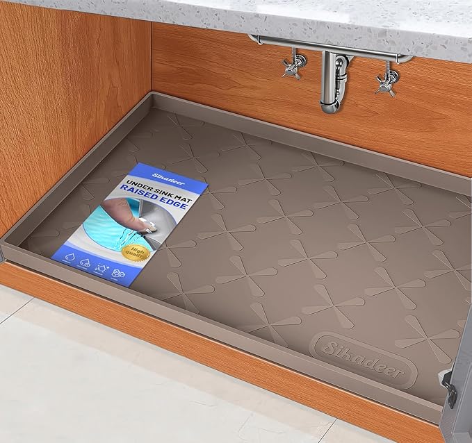 SIKADEER 31" x 22" Under Sink Mat Waterproof, Silicone Mat Kitchen Drawer Shelf and Cabinet Liner, Sink Protector for Kitchen Organizers and Storage, Boot Tray Pet Food Mats