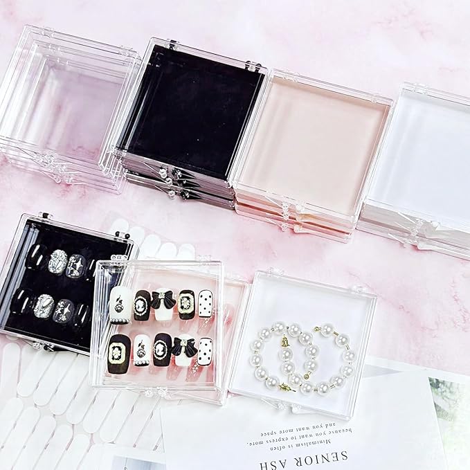 12PCS Press On Nail Storage Box,Empty Plastic Nail Case Storage Display Box for False Fake Nails Press on Nails Packaging Organizer Business Home Nail Salon Use