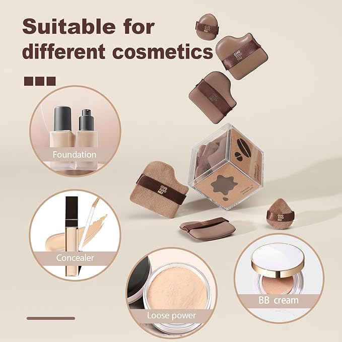 12Pcs Powder Puffs Set With 2 Cases, Cushion foundation puff, Velour Makeup Puff, Setting Powder Puff, Reusable & Washable, Ideal For Foundation, Powder Cream, Christmas Gifts For Women