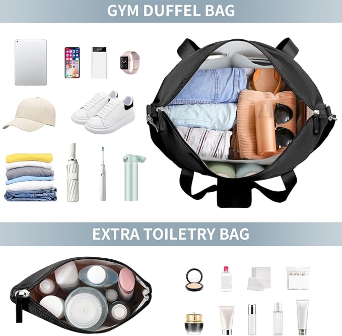 ETRONIK Gym Bag for Women, 45L Carry On Travel Duffel Bag with Shoes Compartment, Weekender Overnight Bag with Wet Pocket & USB Charging Port for Women, Travel, Gym, Weekend, Large Size (Beige)