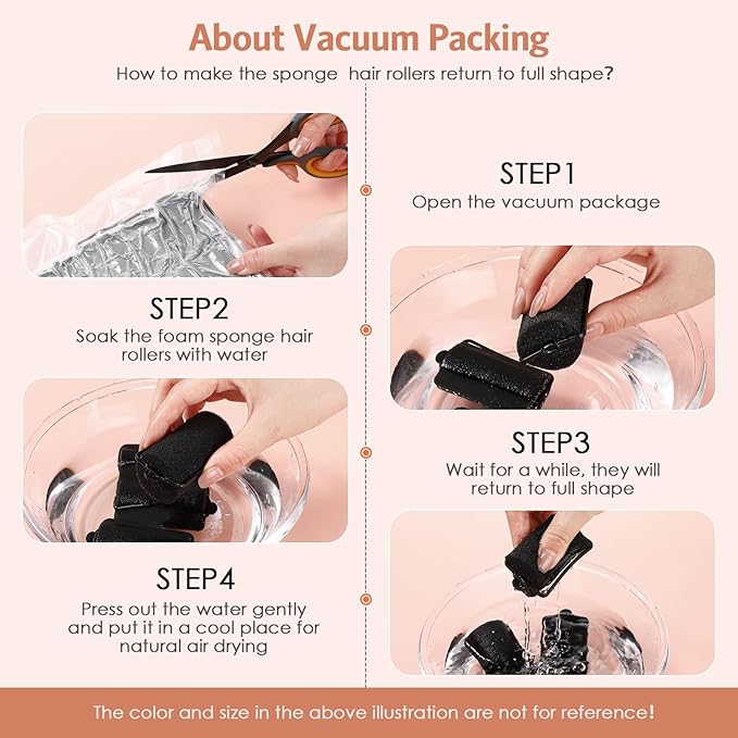 Syhood 56 Pcs Foam Sponge Hair Rollers 6 Sizes Soft Sleeping Curlers Flexible Sponge Curler Tool Rat Tail Comb for Long Short Hair Styling(Black)