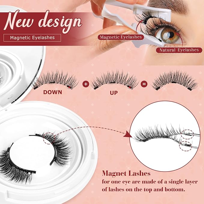 Higu clace Magnetic Eyelashes Magnetic Lashes with Applicator Soft Magnetic Eyelashes Natural Look Pestañas Magnéticas No Need Glue Easy to Wear and Remove Pestañas Magnéticas Naturales(A03)
