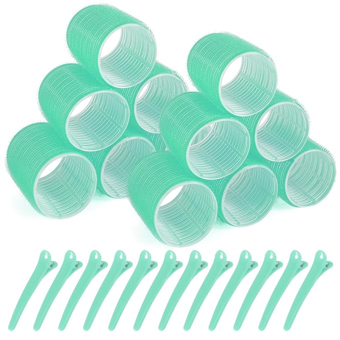 Hair Rollers, 12 Pack Self Grip Salon Hairdressing Curlers, Hair Curlers Sets, DIY Curly Hairstyle, Colors May Vary, JUMBO