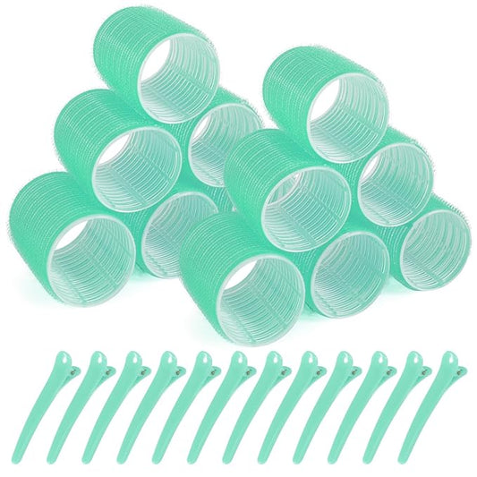 Hair Rollers, 12 Pack Self Grip Salon Hairdressing Curlers, Hair Curlers Sets, DIY Curly Hairstyle, Colors May Vary, JUMBO