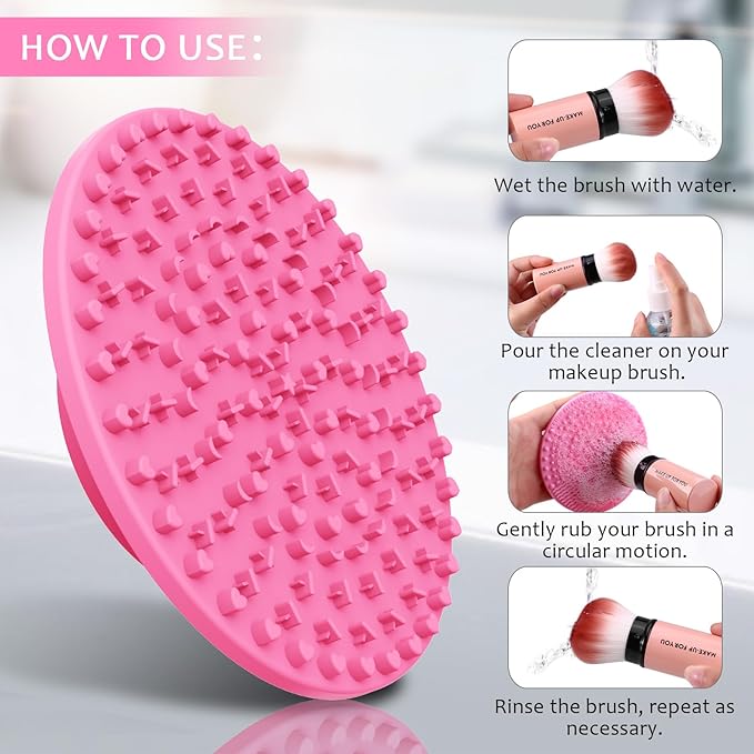 Norate Makeup Brush Cleaner, Make Up Brush Cleaner Solution + Makeup Brush Cleaner Mat, Brush Cleaner Pad for Deep Clean Brush Shampoo, Gentle Formula Cruelty Free, 2 Piece Set
