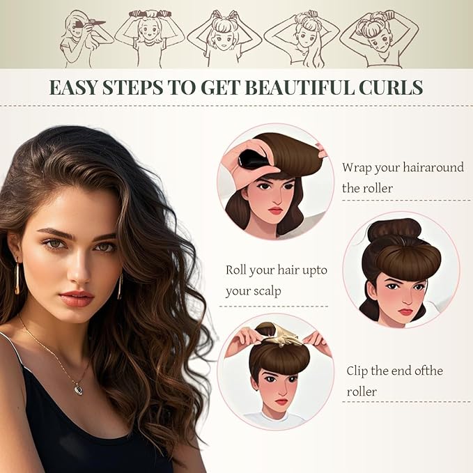 Heatless Hair Curler Heatless Curls Overnight Heatless Blowout with Luxury Cloth Bag Silk Scarf, Curling Rod Headband to Sleep in No Heat Curling with (Green, 3Rods)