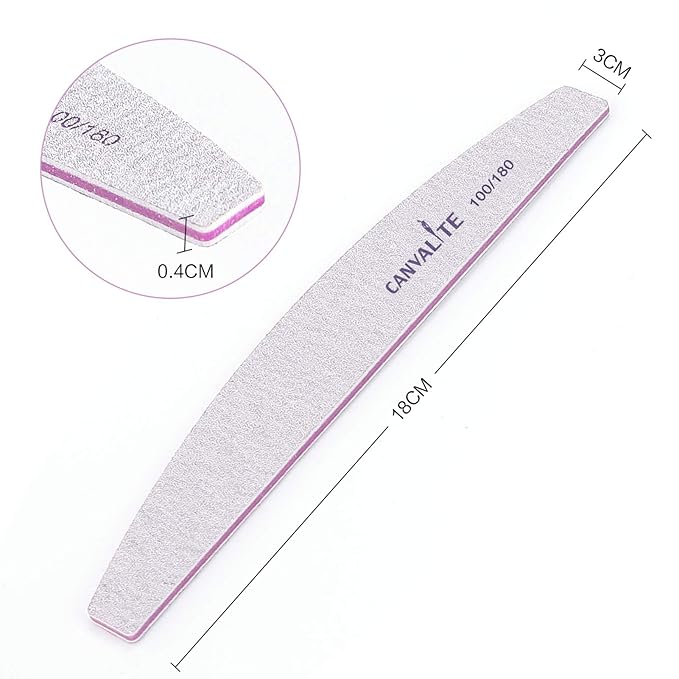Canvalite 25 PCS Nail File Professional Nail Files Reusable Double Sided Emery Board(100/180 Grit) Nail Styling Tools for Home and Salon Use