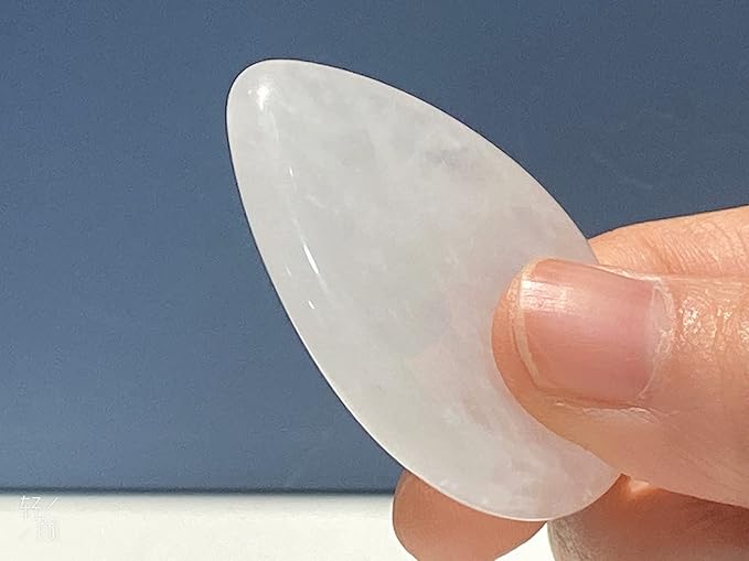 2PCS Thumb Worry Stone Rose Quartz Clear Quartz Healing Crystals Sets Hand Carved Stones Gemstone Pocket Natural Stone Meditation Reiki Water Drop Shaped Palm Stone for Anxiety Therapy