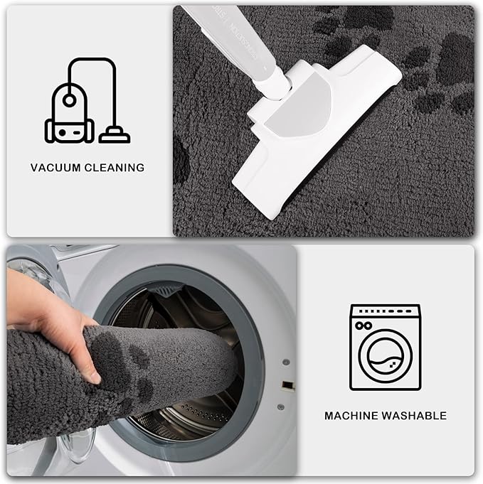 PURRUGS Dirt Trapping Door Mat 32" x 47", Non-Skid/Slip Machine Washable Microfiber Entrance Rug, Shoes Scraper, Dog Doormat, Super Absorbent Floor Mat for Muddy Wet Shoes and Paws, Grey