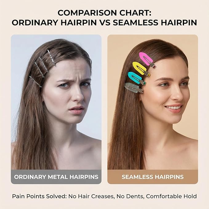 No Crease Hair Clips Makeup Pin Curl Clip Bulk 40Pcs Multicolor No Bend Dent Bang Creaseless Hair Clips for Makeup Application Bangs Hairpin Setting Pins Clip for Women Styling (Orange)