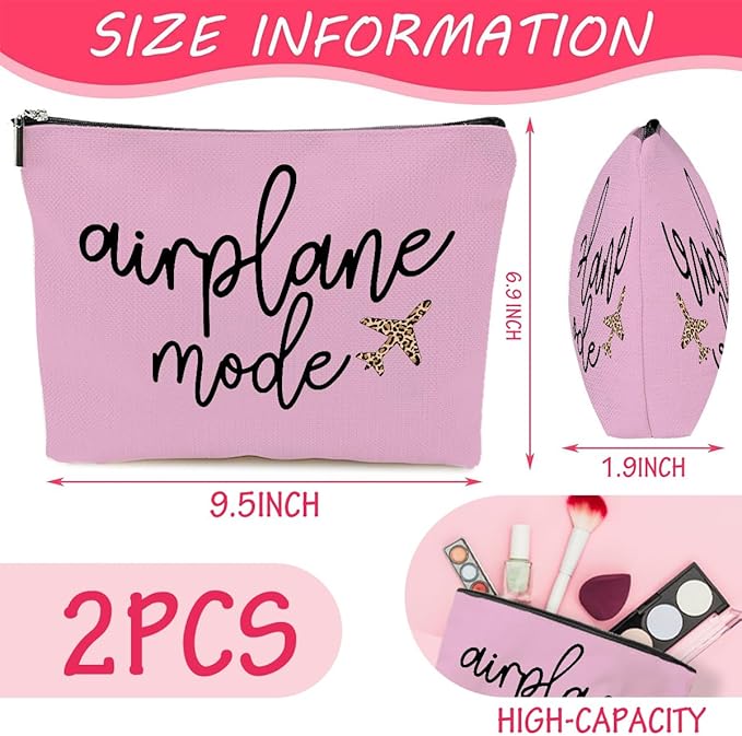 2PCS Pilot Gift Airplane Mode Makeup Bag flight attendant accessories flight attendant gifts airplane travel makeup bag Easter, Mother's Day, Nurses' Day, Christmas gifts for friends and sisters