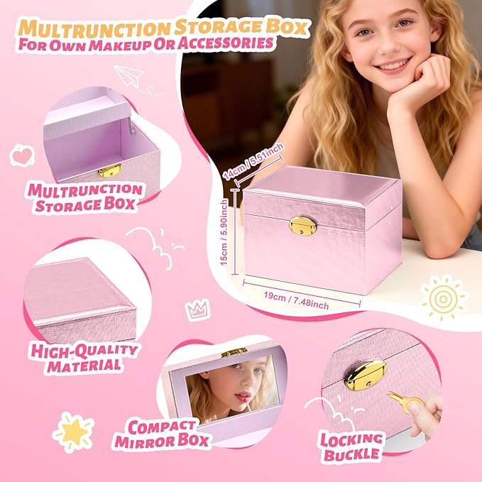 Color Nymph Girls Makeup Kit For Teen Girls with Storage Box, All In One Girl Makeup Sets for Women Full Kit with Eye shadow Blush Contour Highlighter Lipgloss Lipliner Eyeliner Lip Balm and Mirror