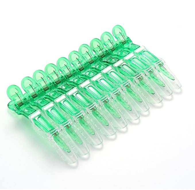 10pcs/set Multicolor Croc Clips Transparent Plastic Hairdresser Clip Hair Styling Sectioning Barrettes Professional Non Slip Alligator Clip Salon DIY Accessories Hairpins (10pcs-Green)