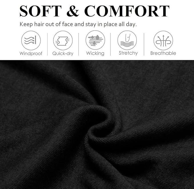 Huachi Headbands for Women Non Slip 16 Pack Elastic Sports Hair Bands for Women, Soft Cotton Cloth Headband for Workout Yoga Fashion Hair Accessories, Black White Gray Trendy Head Bands