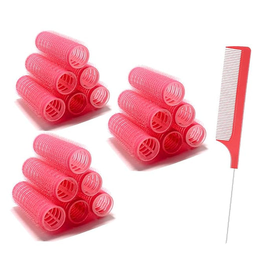 ZMD 18Pcs Self Grip Small Hair Curlers Rollers, Plastic Hair Curlers Heatless Salon Hairdressing Curlers DIY Curly Hair Accessories for Women Girls Short Medium Hair (0.8 x 2.4 Inch)