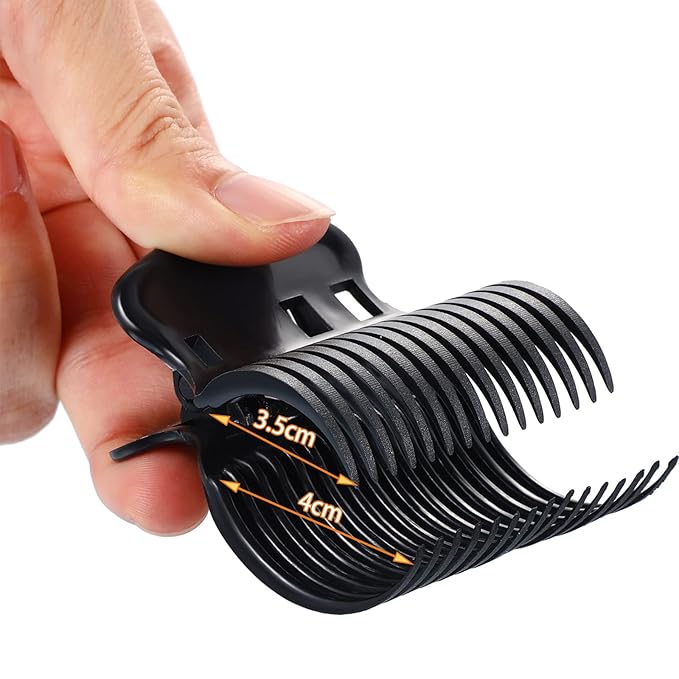Hot Roller Clips Hair Curler Claw Clips Replacement for Women Girls Hair Section Styling (12 Pieces, Black)