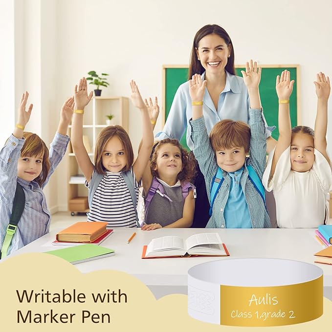 MIAHART Paper Wristbands for Events - 300 Pcs Gold Waterproof Party Arm Bands for Lightweight Concert Use