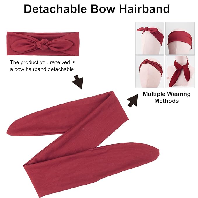 DRESHOW 4 Pack Adjustable Knotted Headbands Non Slip Elastic Yoga Hair Bands Solid Colors Headbands for Women and Girls