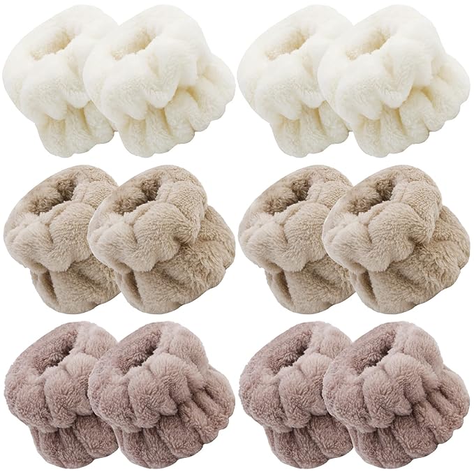 WHAVEL Face Washing Wristbands (6 Pairs), Absorbent Spa Wristbands for Washing Face Sweatband Wash Bands, Prevent Liquid from Spilling Down Arms