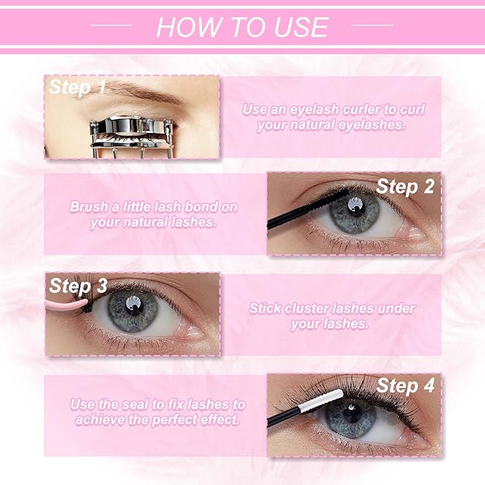 FADLASH DIY Lash Clusters Individual Eyeslash Extension Wispy Natural Look Eyelash Clusters D Curl Reusable Fluffy Eyelash Self Application at Home (40D-0.07D-12-18MIX)