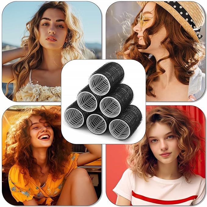 Hair Curlers Rollers, 12Pcs Hair Rollers Hair Curlers Self Grip Holding Rollers with 12 Pcs Hair Clips for Long Medium Short Thick Fine Thin Hair Bangs Volume