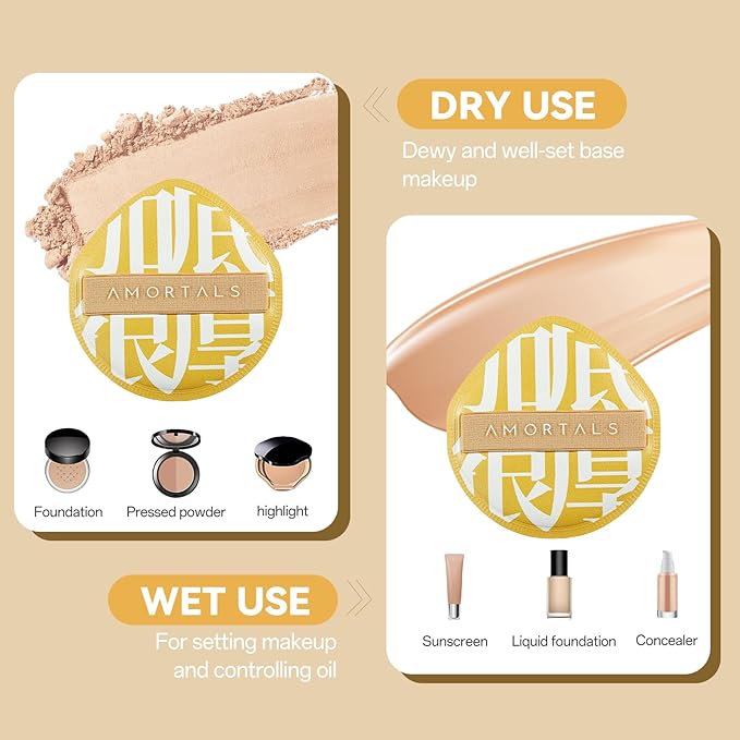 Makeup Powder Puff Set with Free Storage Case 2PCS Blender Sponge for Cream Foundation and Loose Powder Soft Long Lasting Sponge Puff for Easy Flawless Makeup