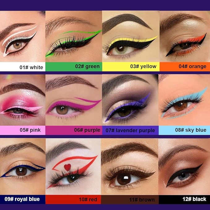 evpct Purple Matte Liquid Eyeliner Waterproof Smudge Proof, Purple Eye Liner Liquid Liner for Face Body Paint, Long-lasting Eyeliner Waterline Thin Quick-dry Eyeliners Pencil Eye Makeup Stay all Day