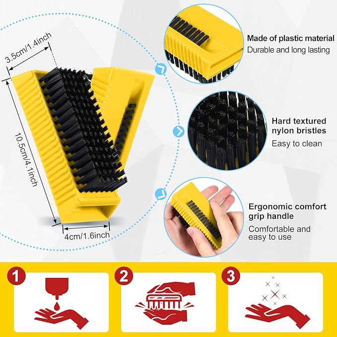Boao 5 Pcs Hand Scrub Brushes for Nail Cleaning Fingernail Brush Soft Non Disposable Scrub Brush Plastic Hands Nail Cleaning Brushes for Men Women Kids (Yellow and Black)