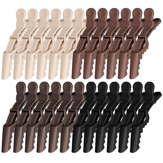 24 Pack Alligator Hair Clips for Styling, Sectioning Crocodile hair Clips Professional Barber Accessories for Salon of Thick Curly Volume Hair (Multicolored 2)