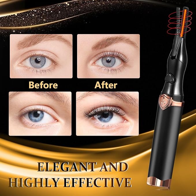 Heated Eyelash Curler - 2-in-1 Clip-Type Design, 3 Temperature Modes, USB Rechargeable Electric Eyelash Curler, Natural Curling 24H Long-Lasting Curl, Gift for Women & Girls, Brown Black