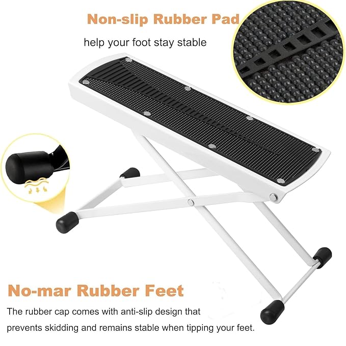 Foldable Pedicure Foot Rest, 6 Heights Adjustable Foot Stand Pedicure Tool, Non-Slip Sturdy Beauty Footrest for Easy-at Home Pedicures, Pedicure Stool Assistant for Home Foot Spa Bath