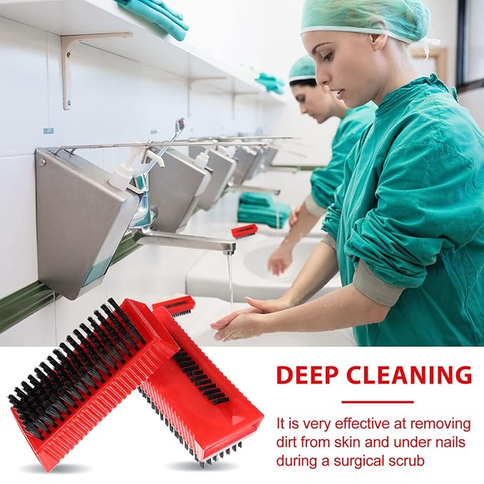 Boao 5 Pcs Hand Scrub Brushes for Nail Cleaning Fingernail Brush Soft Non Disposable Scrub Brush Plastic Hands Nail Cleaning Brushes for Men Women Kids (Red and Black)