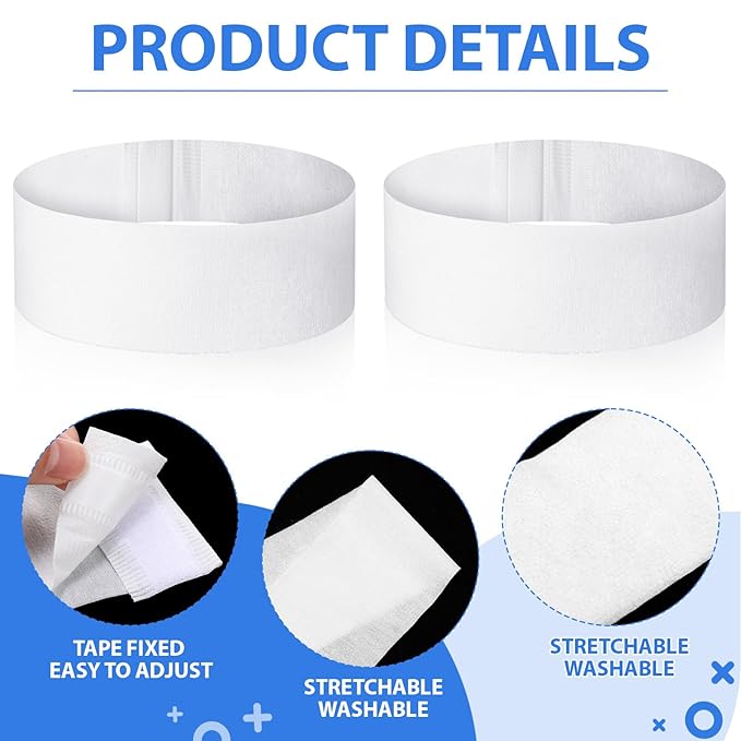 500 Pieces Disposable Spa Facial Headbands White Stretch Non Woven Facial Headband with Convenient Closure Soft Skin Care Hair Band for Women Salons