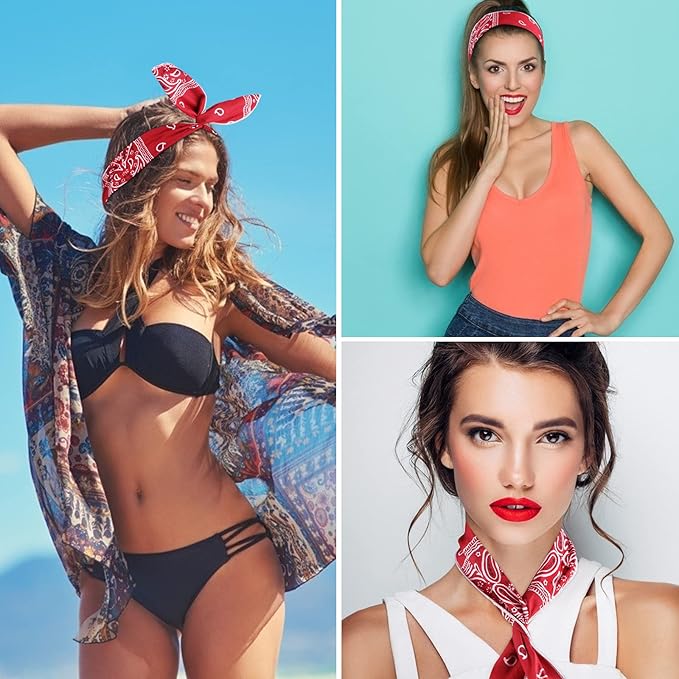 Ondder Bow Wire Headbands for Women, Paisley Bandana Headbands with Adjustable Wire, Fashion Hair Accessories Head Wraps for Women and Girls