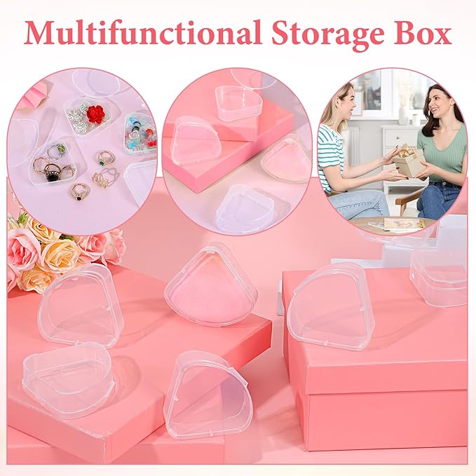 12 PCS Powder Puffs Holder Cases Triangle Makeup Puffs Container Clear Make Up Sponge Storage Reusable Makeup Sponge Container Portable Cosmetic Puff Box Pocket Cosmetic Puff Box for Travel