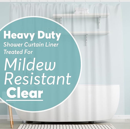 BigFoot Shower Curtain – 72 x 72 PEVA Heavy Duty Shower Curtain with Rustproof Metal Grommet and 3 Magnetic Weights – Odor Free and Compatible with Standard Showers, Clear
