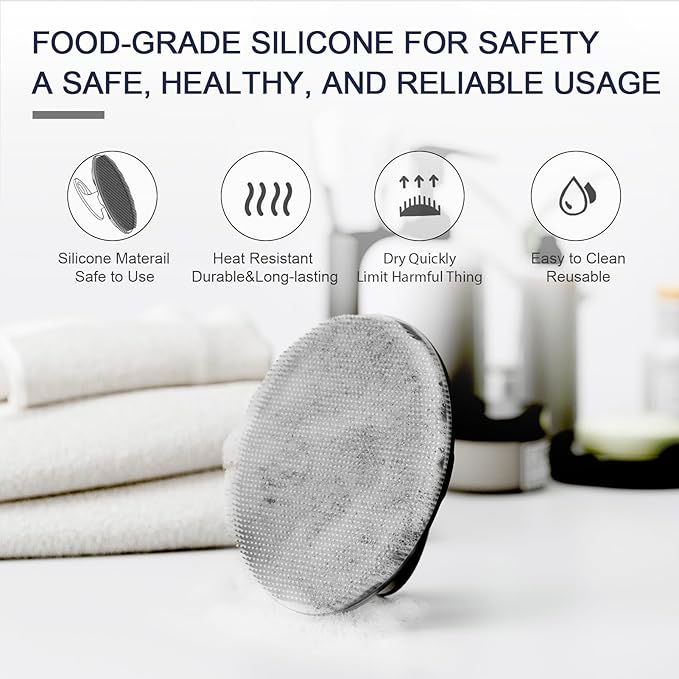 BEAUTAIL Silicone Body Scrubber Shower Bath Wash Brush Gentle Exfoliating Scrub Cleansing Loofah for Women Men Baby Sensitive Skin, Easy to Clean, Lather Nicely, More Hygienic, 1 Pack, Black