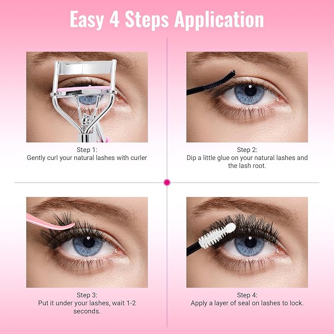 Lash Clusters Kit Eyelash Clusters Kit Cat Eye Lashes Clusters Lash Extension Kit Cluster Eyelash Extensions Pestañas Postizas Naturales with Lash Bond&Seal,Remover,Lash Tweezers(Cat Eye Lash Kit)