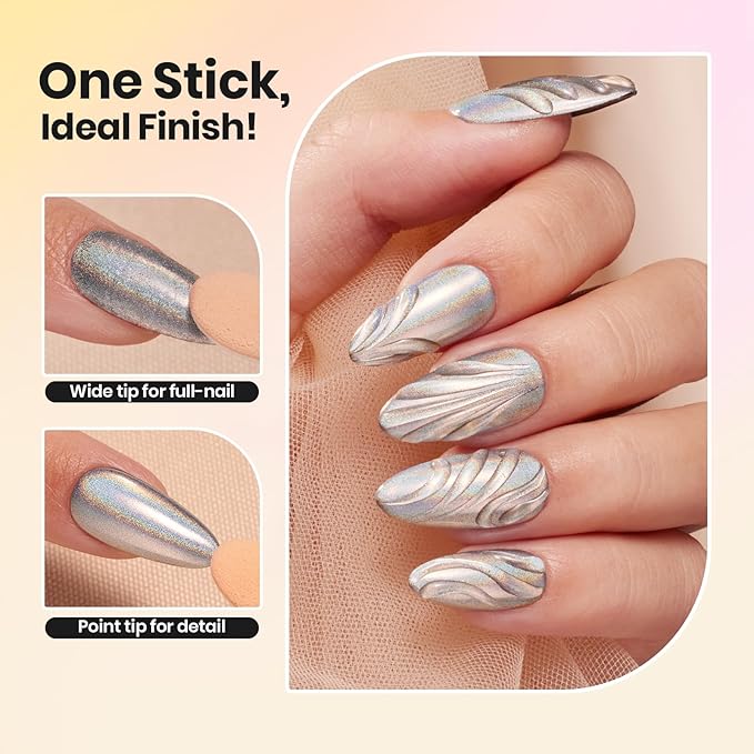 Beetles Chrome Nail Powder 6 Colors Mirror Gold Silver Effect Pearl White Cromer Powder for Nail Solid Pigment Holographic Aurora Nails Art Decoration Glitter Manicure Gift for Women