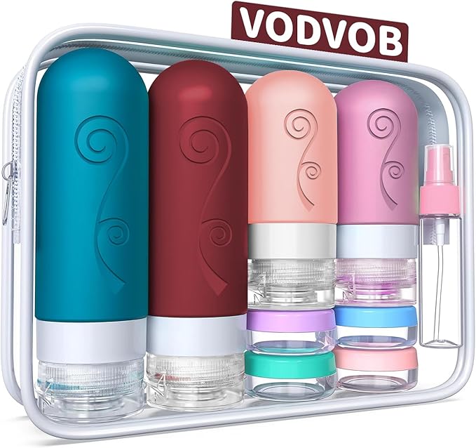 vodvob 16 Pack Travel Bottles Set for Toiletries, TSA Approved Travel Containers Leak Proof Silicone Squeezable Travel Accessories 2oz 3oz for Shampoo Conditioner Lotion Body Wash (BPA Free) (Green)