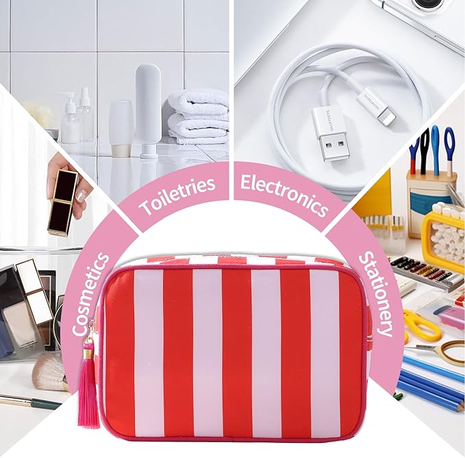 Makeup Bag Travel Cosmetic Bag Organizer Tassel Toiletry Bag Large Canvas Zipper Pouch Mahjong Tile Bag