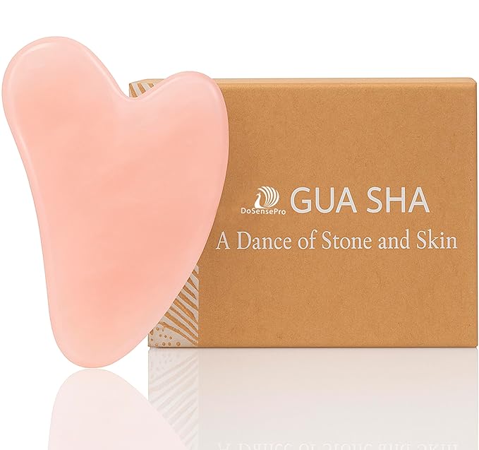 Rose Quartz Gua Sha Facial Tool Heart-Shaped Crystal for Puffiness, Lymphatic Drainage & Facial Sculpting – Hand-Carved Brazilian Stone for Face, Neck & Body