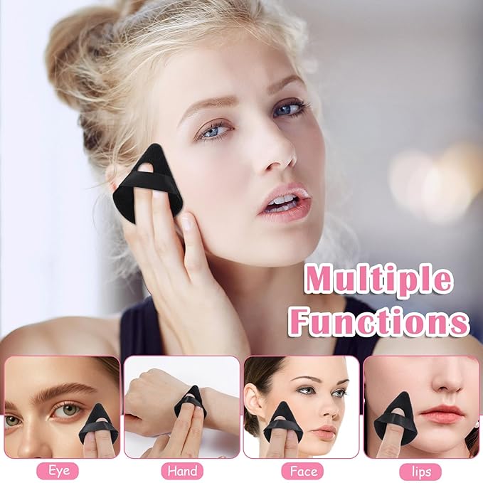 150Pcs triangle powders puff Soft powders puff bulk makeup sponge powder puffs for face powder setting makeup triangle puffs velour for foundation Wet and Dry Cosmetic Foundation Tools