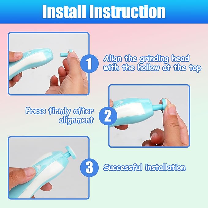 12 Pieces Baby Nail File Pads Nail Trimmer Replacement Pads Electric Baby Nail Grinding Heads for Standard Electric Kid Nail Trimmer Suits to Over 12 Months Newborn Infant Toddler (Blue)