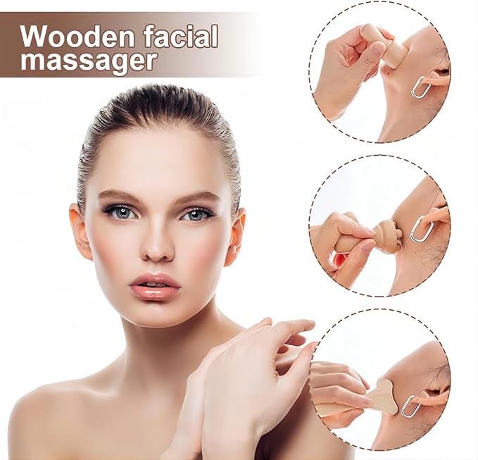 15 Pcs Wood Therapy Massage Tools Set Maderoterapia Kit Therapy Tools for Body Muscle Pain Relief Wooden Body Face Sculpting Tools Wood Roller Massager, Fascia Massage