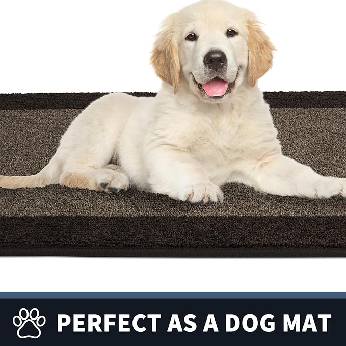 PURRUGS Dirt Trapping Door Mat 24" x 96", Non-Slip Washable Entry Mat, Dog Doormat, Front Door Mat, Super Absorbent Entrance Mat for Muddy Shoes & Paws, Grayish Brown & Coffee