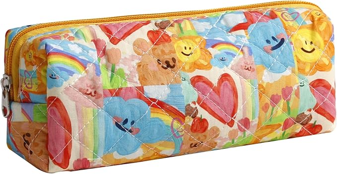 Pencil Case Pen Case Office College School Storage Bag Pouch Holder Box Organizer Makeup Pouch Cosmetic Bag Aesthetic Cute Pencil Case for Girls Boys Kids (J)