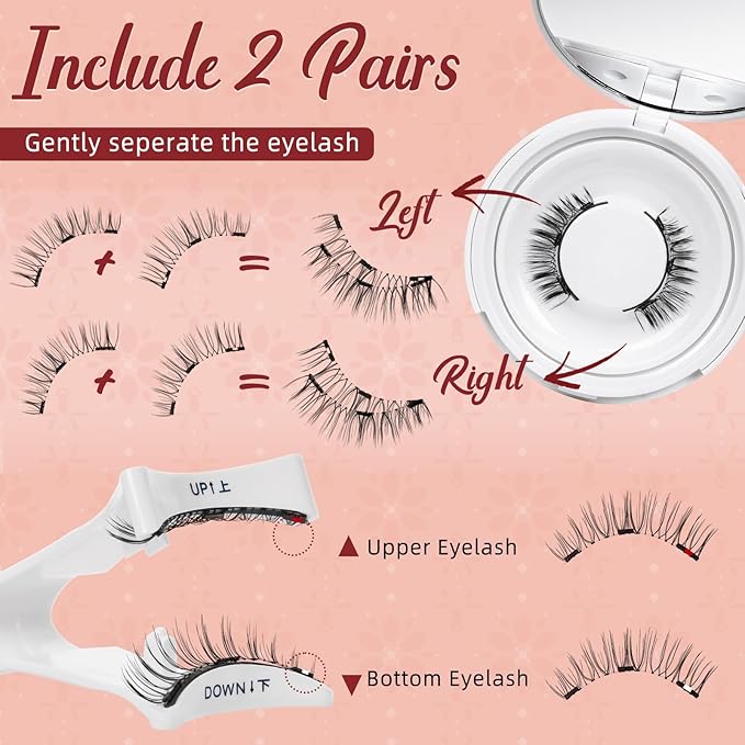 Higu clace Magnetic Eyelashes with Applicator Soft Magnetic Lashes Natural Look Wispy Magnet Lashes Easy to Wear and Remove （DJCX-H04）