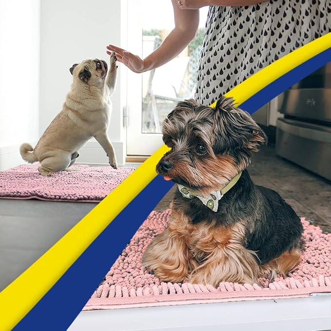 Muddy Mat® | Super Absorbent Door Mat Indoor, Microfiber Quick Dry Chenille Entryway Rug, Non-Slip Front Door Mat, Indoor Mats for Entryway, Machine Washable Pet Rug, Pink 24"x36"