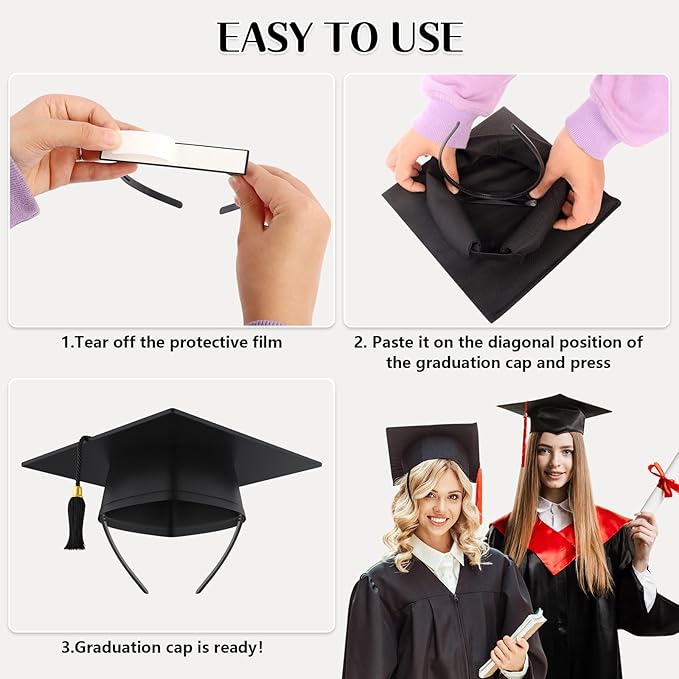 Phoncoo 1 Pack Graduation Cap Headband, Upgrade Grad Cap Headband Insert - Secures Your Graduation Caps and Keeps Hairstyle
